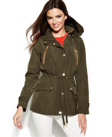 michael kors faux leather blazer|Michael Kors anorak raincoat.